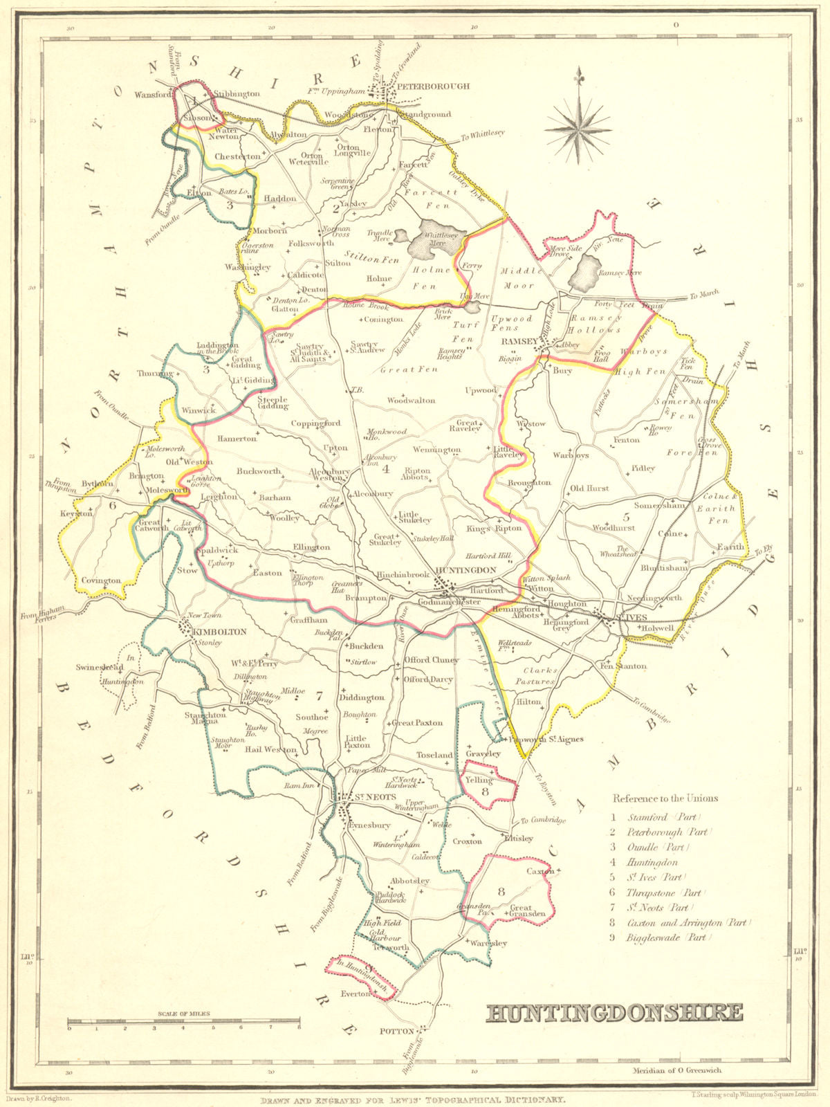 HUNTS. Huntingdonshire. Lewis 1848 old antique vintage map plan chart